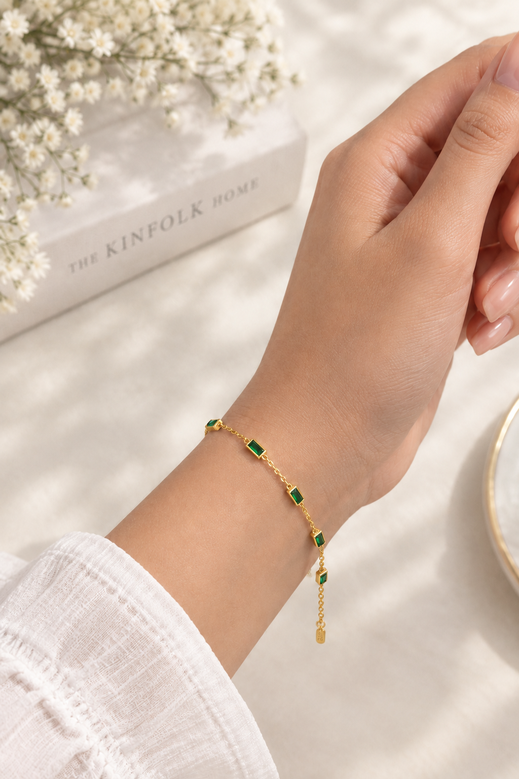 The Emerald Baguette Gold Chain Bracelet