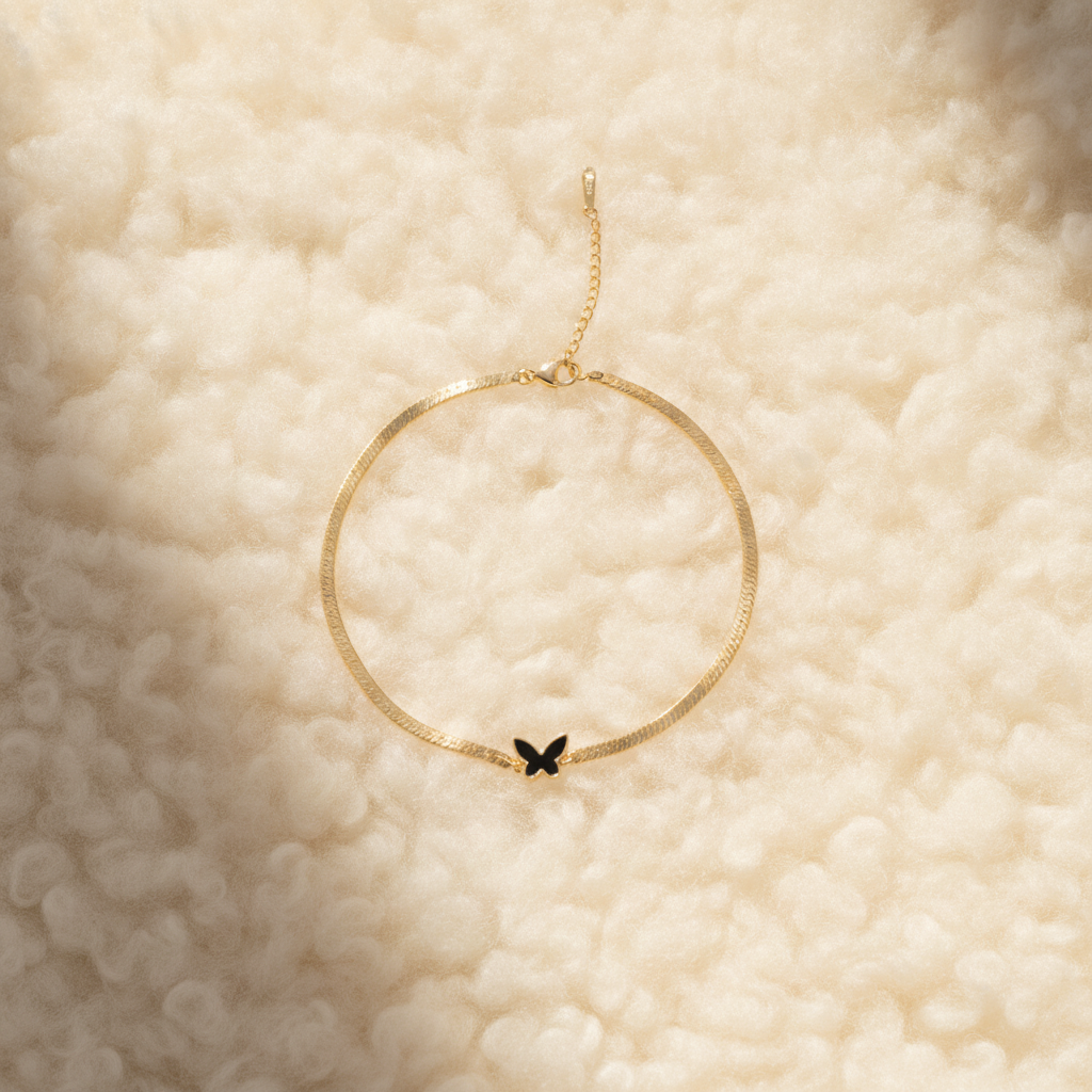 The Noir Butterfly Herringbone Bracelet